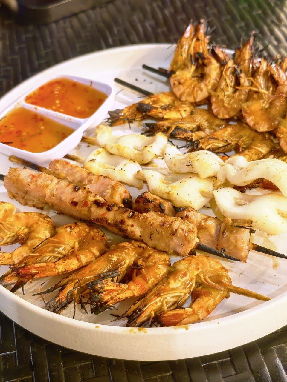 Grilled seafood plate